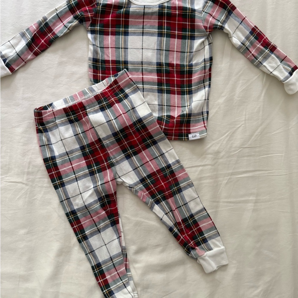GAP Kids Plaid Pajama Set - Red, White, and Black